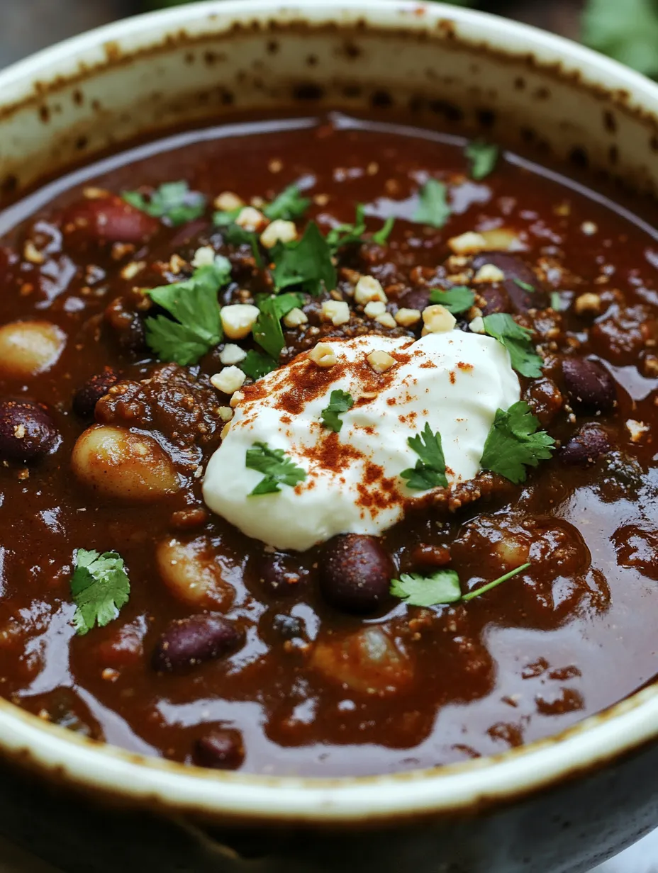A bowl of soup with a dollop of sour cream on top.