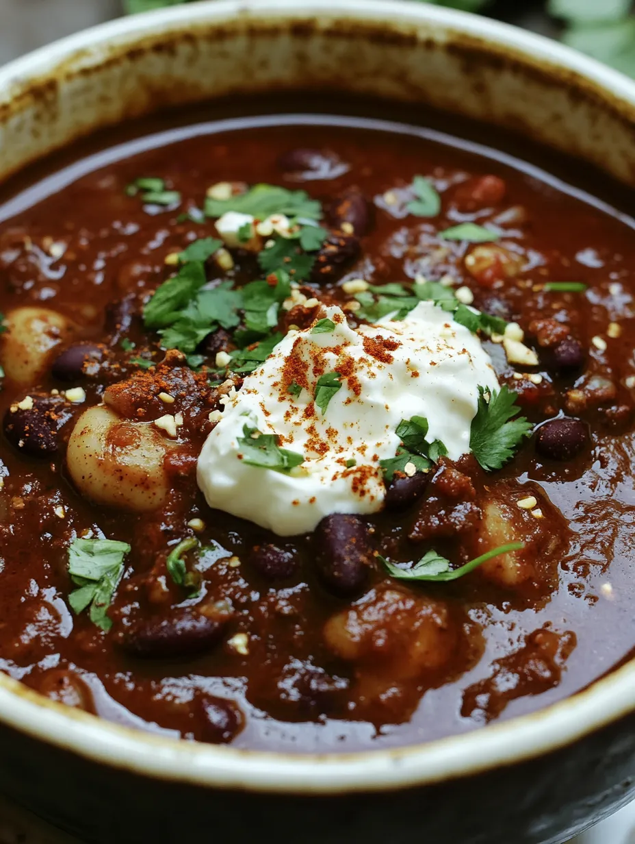 A bowl of soup with a dollop of sour cream on top.