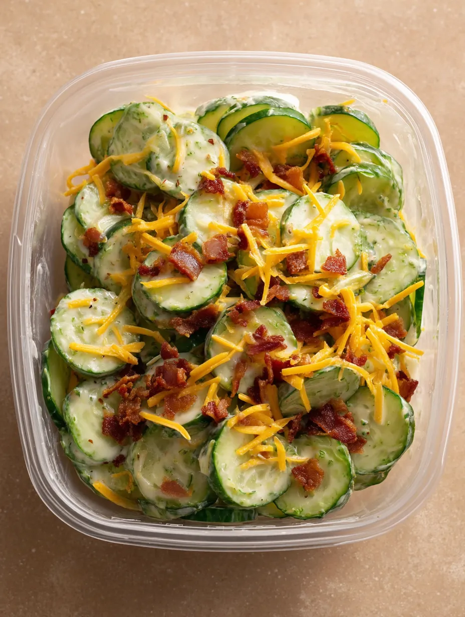 Easy Creamy Cucumber Cheddar and Bacon Snack Bowl