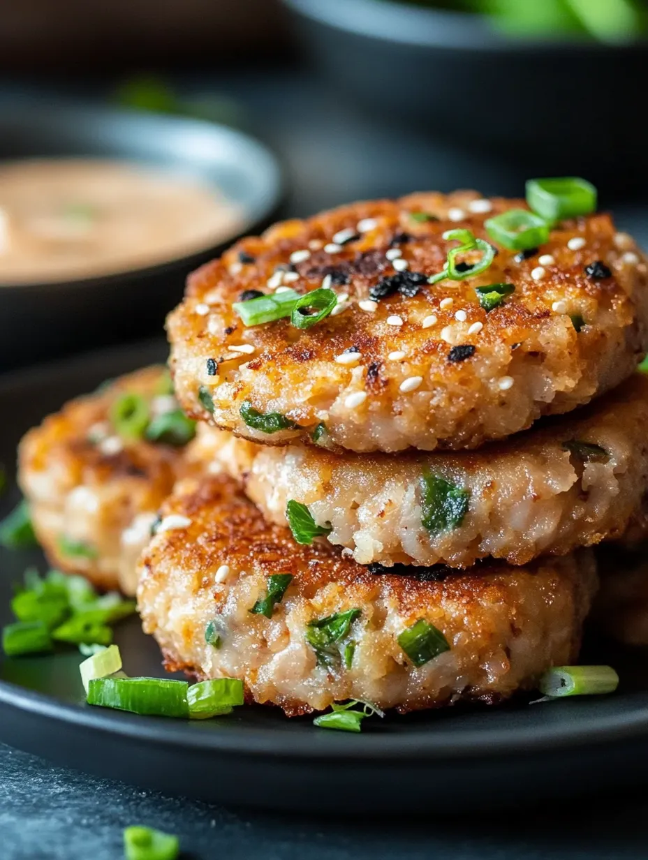 A stack of patties with green toppings.