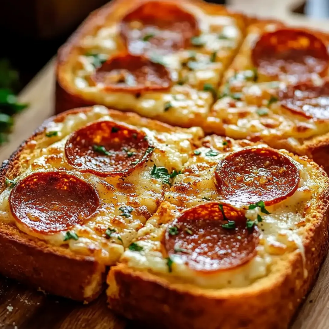 Two slices of pepperoni pizza on a wooden table.
