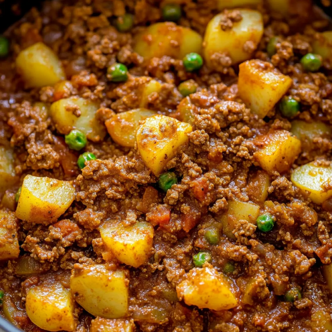 A bowl of food with meat and potatoes.