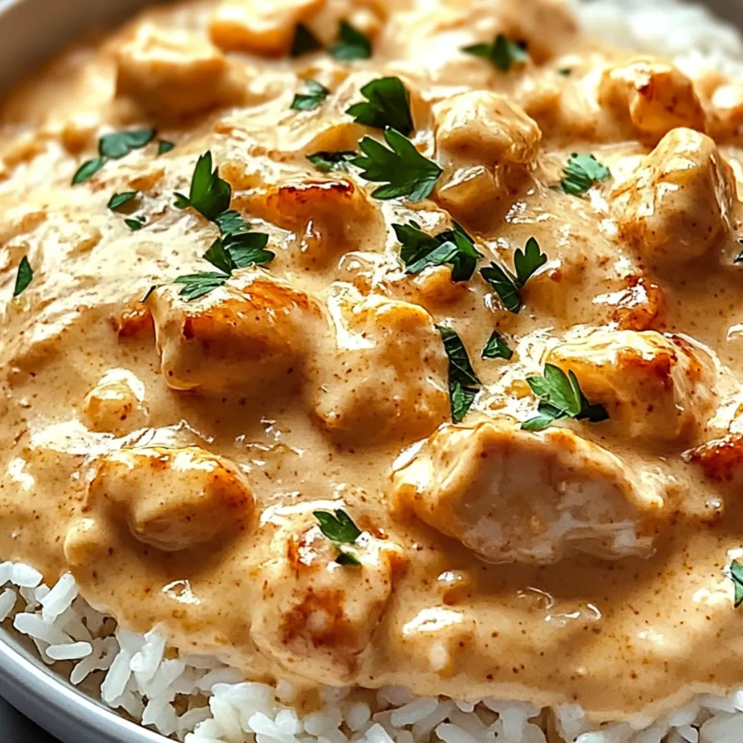 A bowl of rice with chicken and sauce.