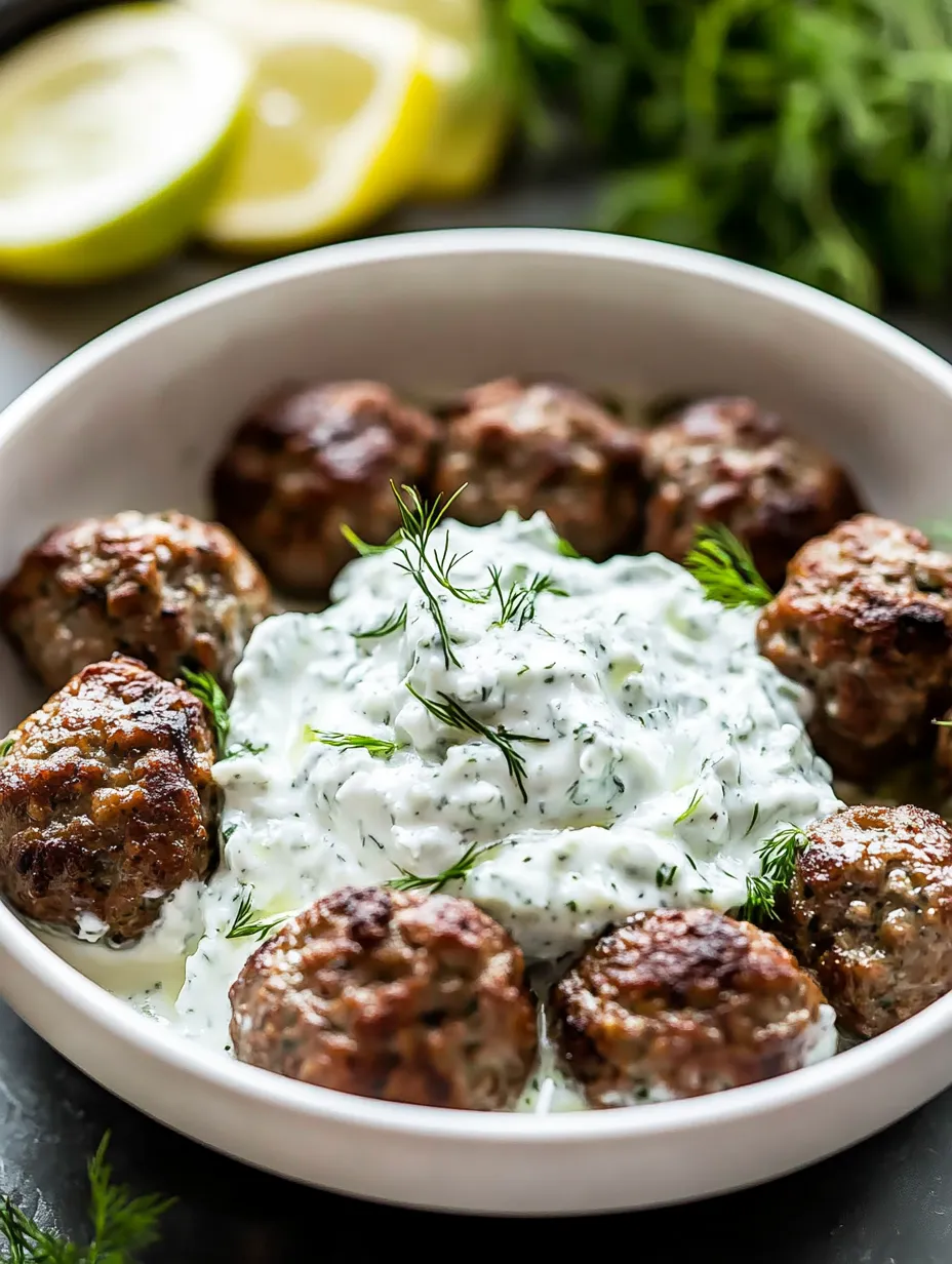 A bowl of meatballs with a dollop of sour cream on top.