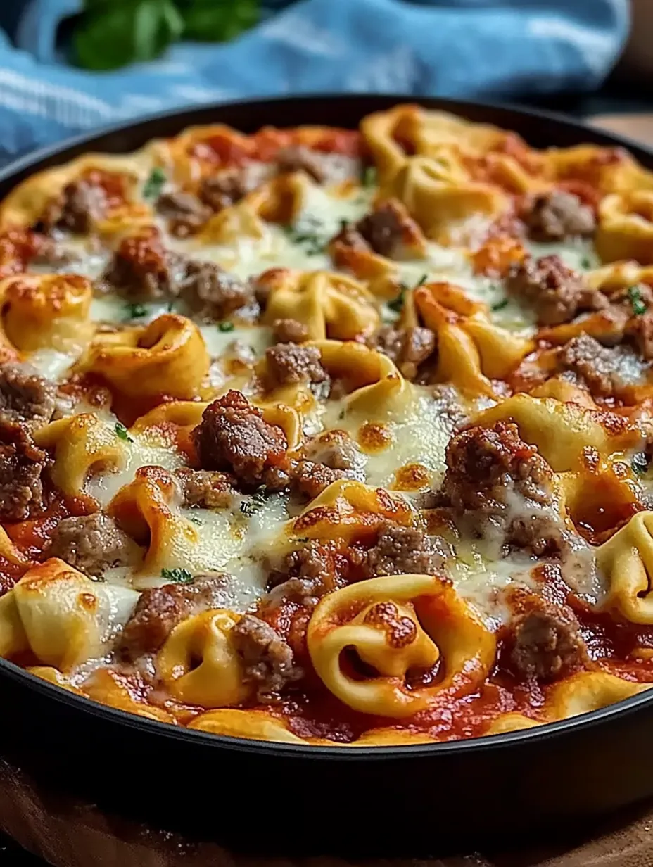 A pizza with pasta on top.