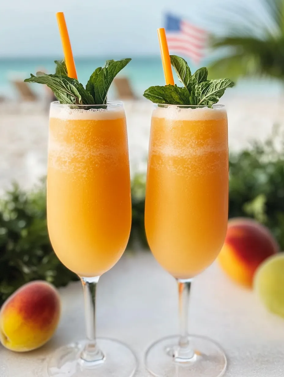 Two glasses of orange juice with mint leaves.