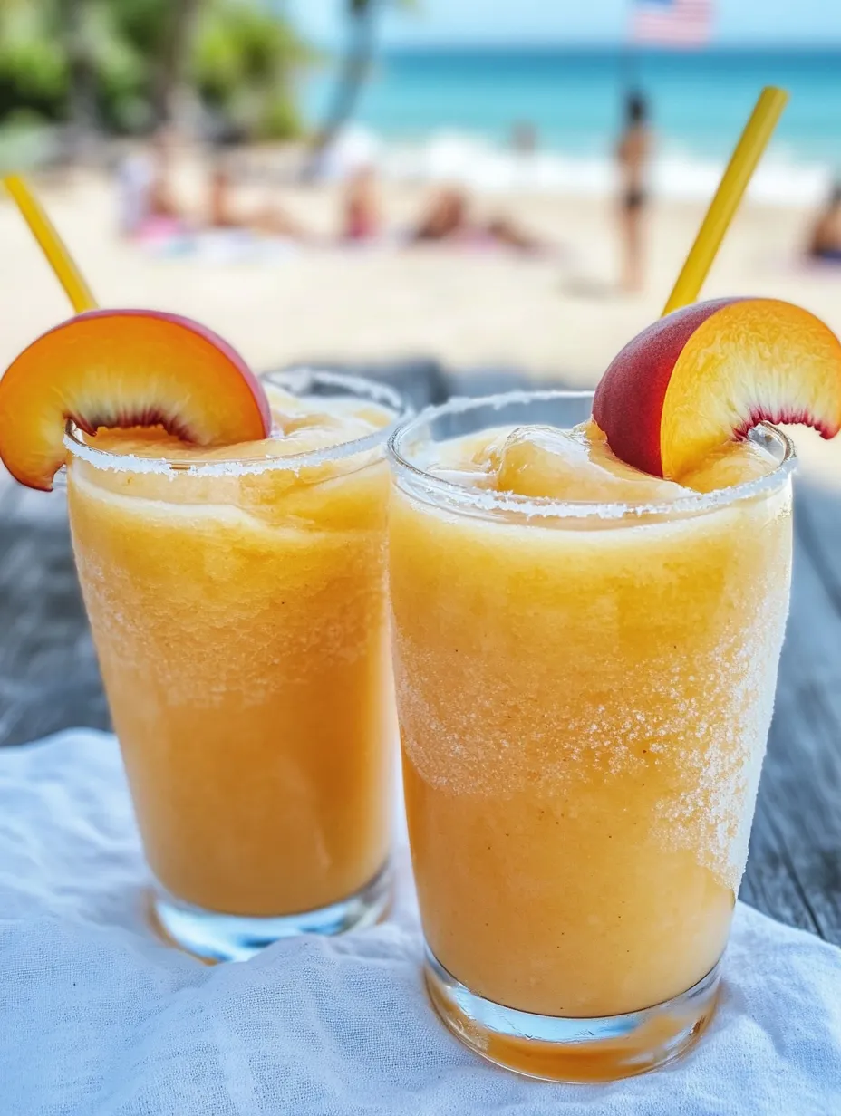 Two glasses of frozen orange juice.