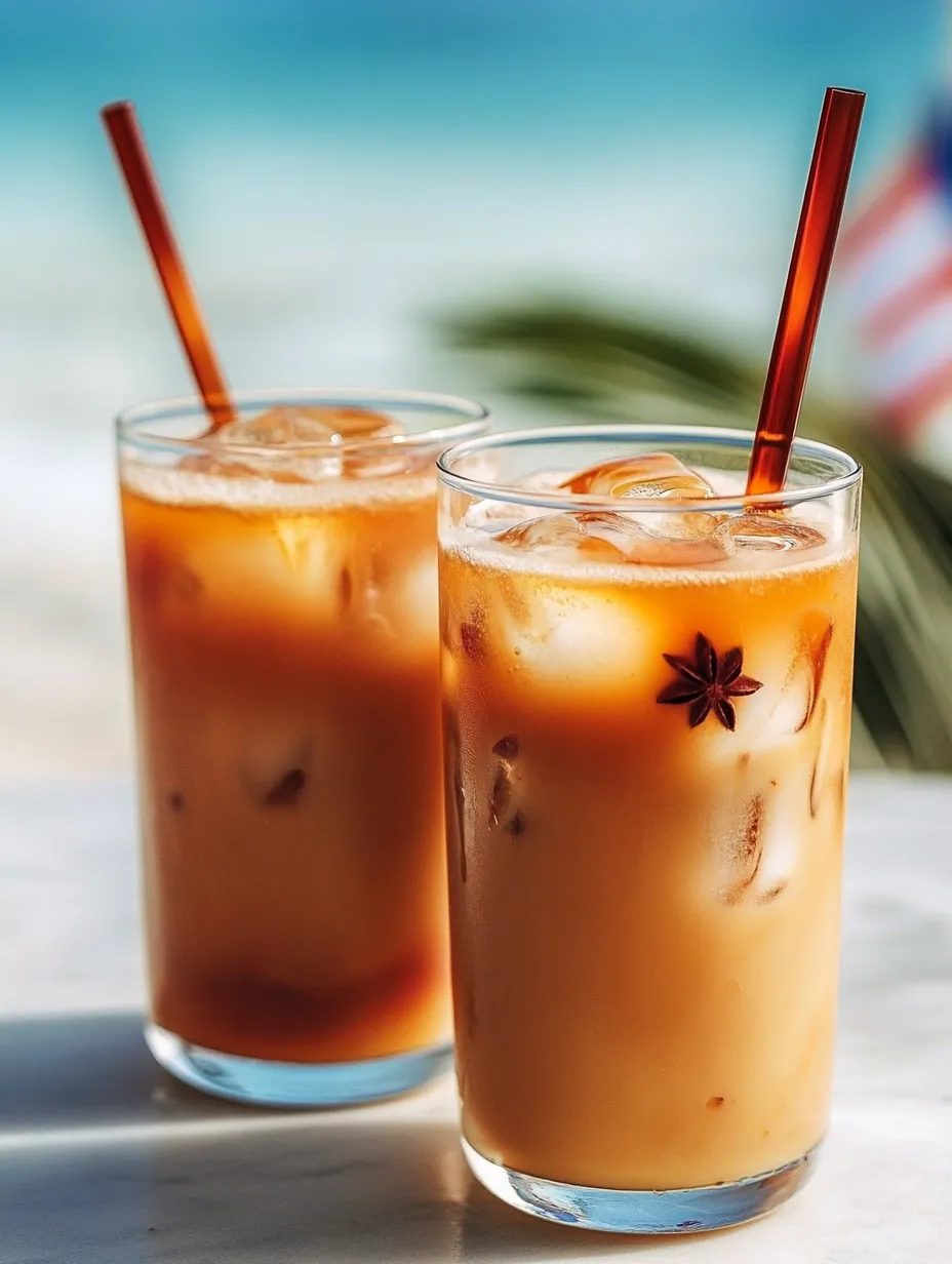 Two glasses of iced coffee with a star on the side.