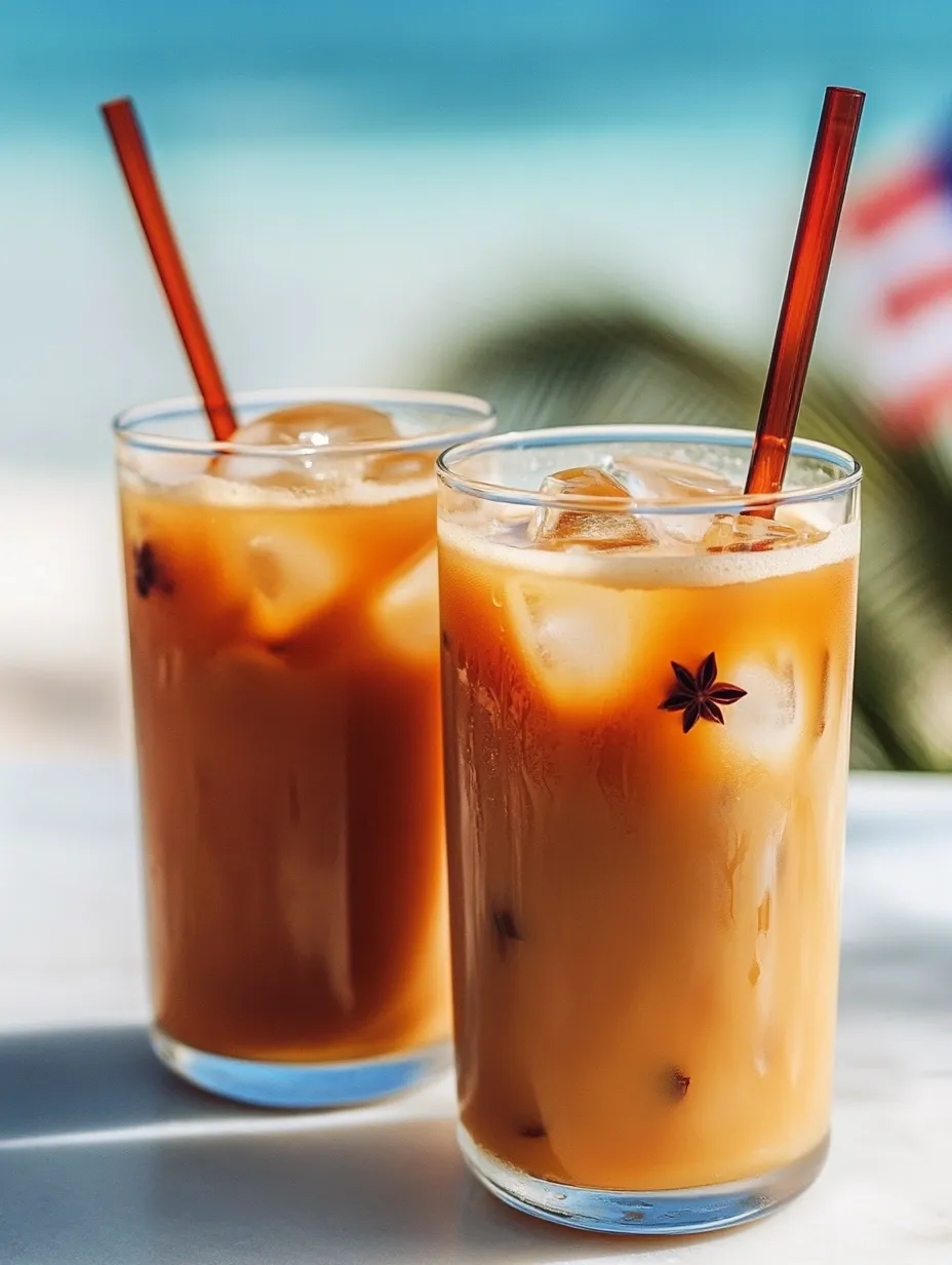 Two glasses of iced coffee with a star on top.