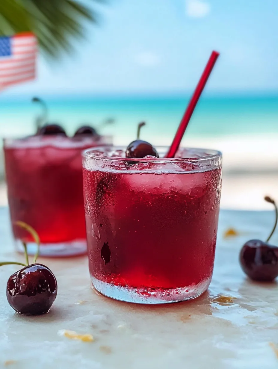 Cherry cocktails with red straws.