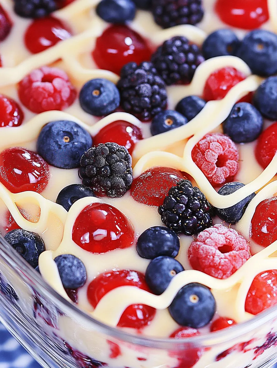 A bowl of fruit with berries and cream.