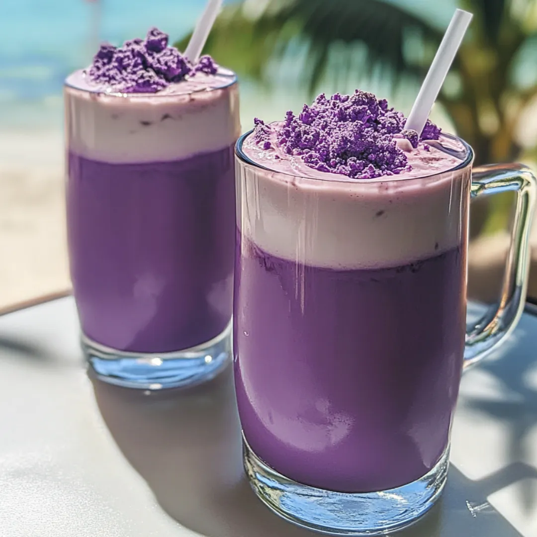 Two glasses of purple drink.