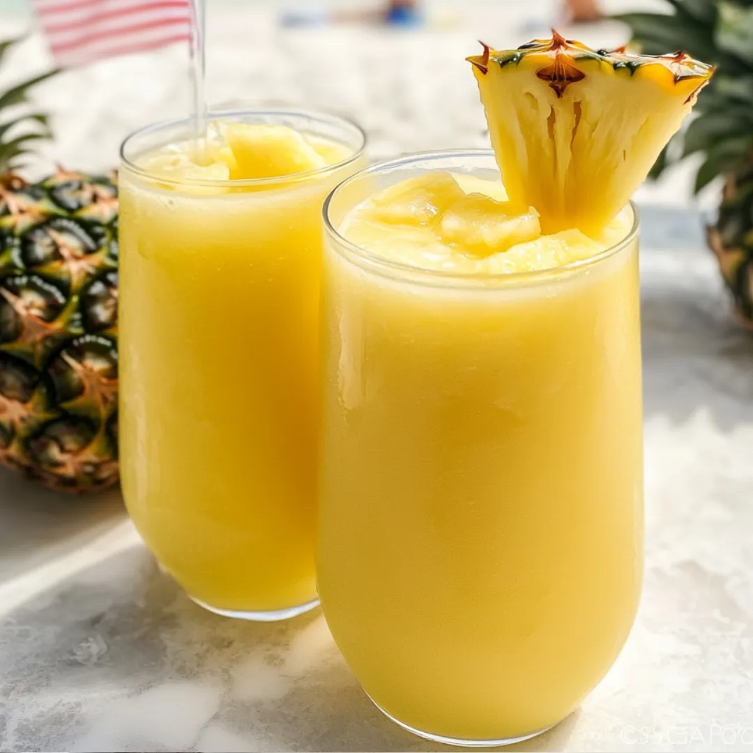 Two glasses of pineapple juice.