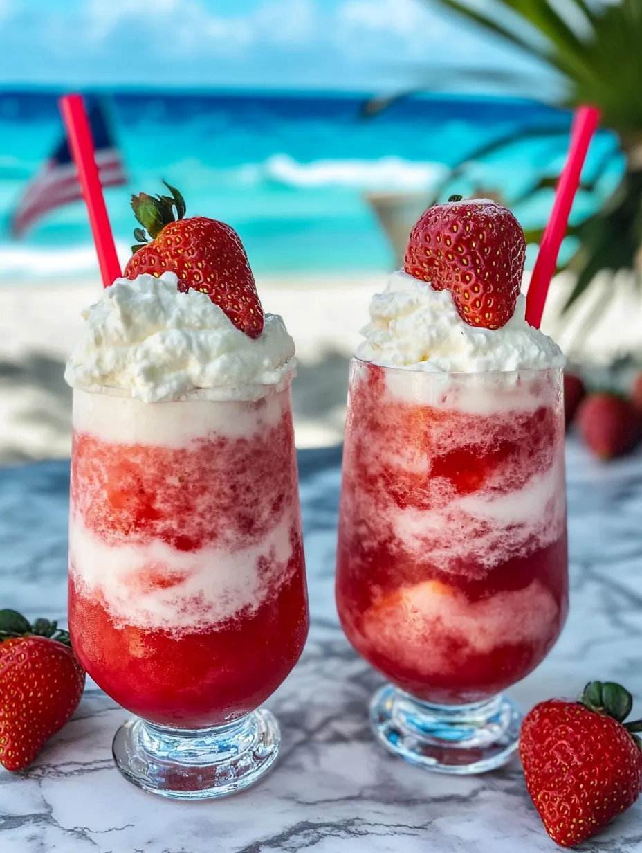 Two glasses of red strawberry milkshake.