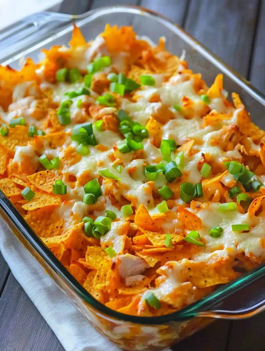 A dish of nachos with cheese and green onions.