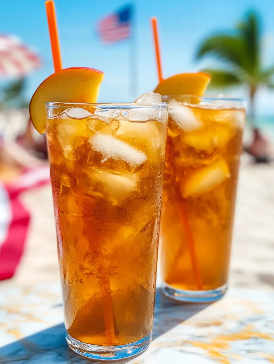 Two glasses of iced tea on a table.