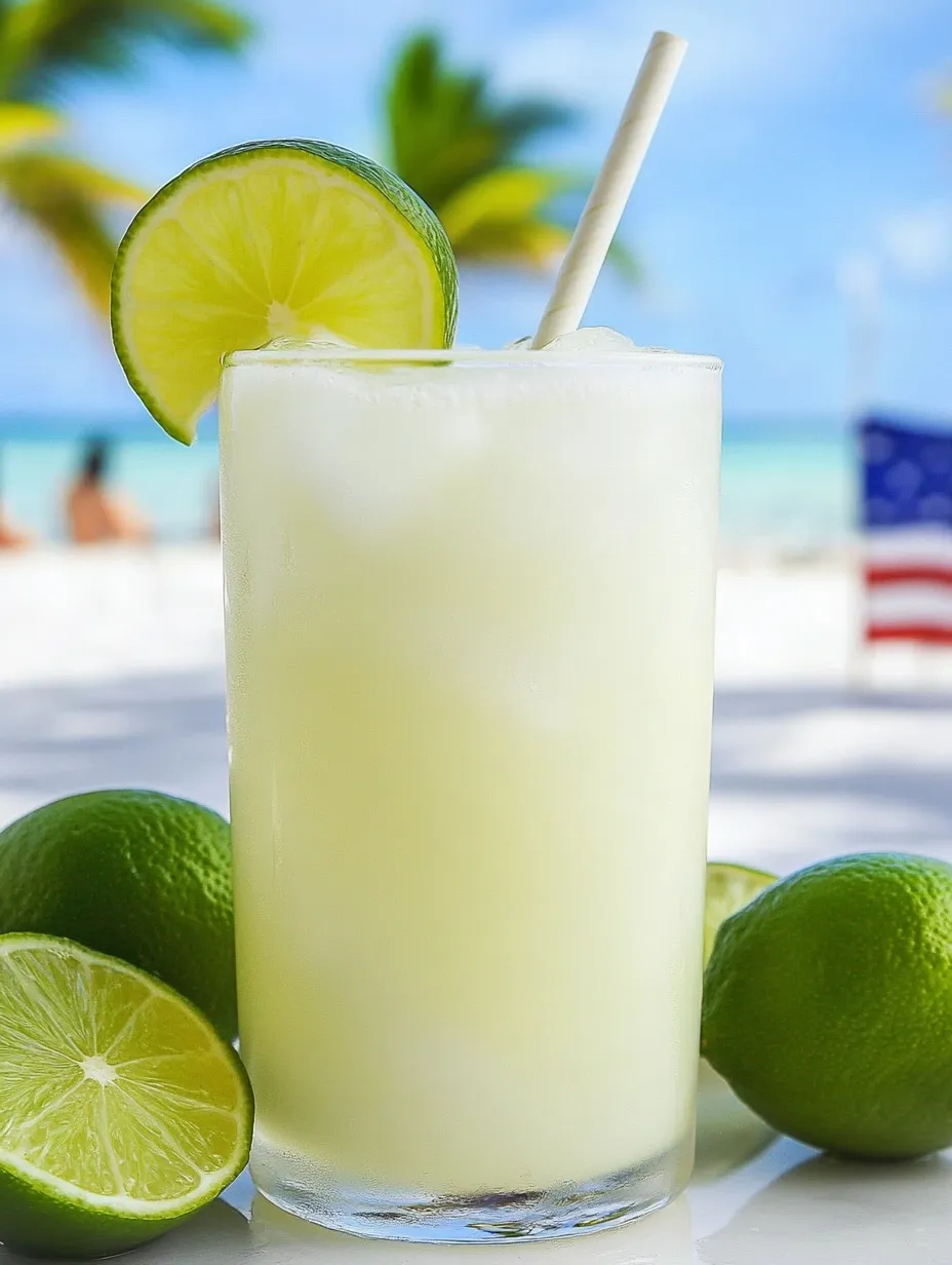 A glass of limeade with limes on the side.
