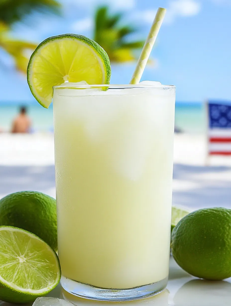 A glass of limeade with a straw.