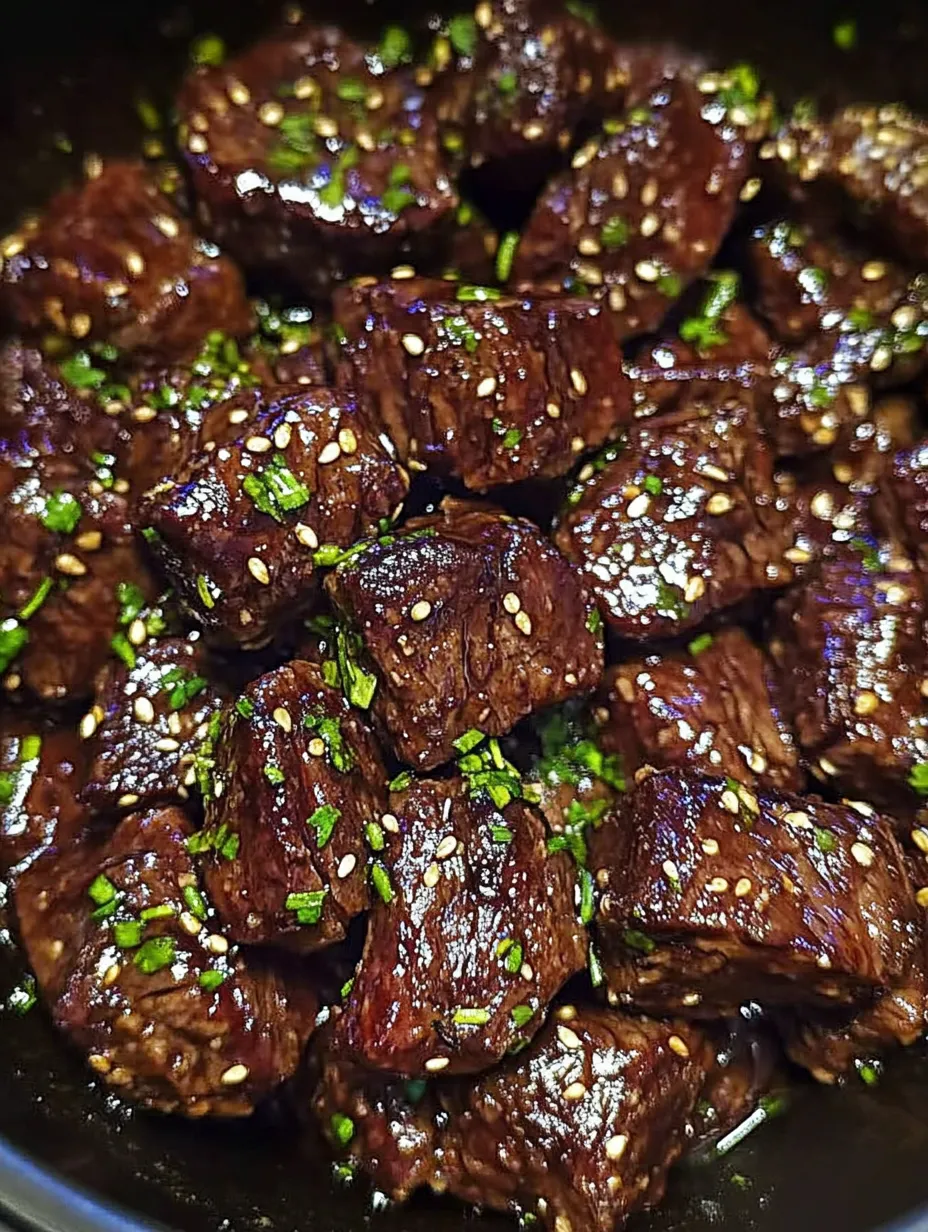 A bowl of beef with green seasoning.