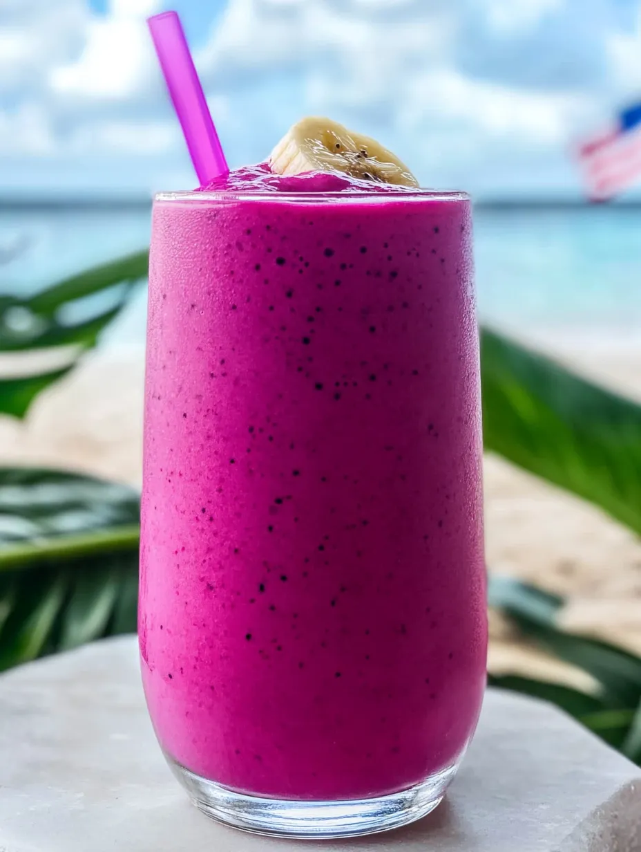A pink smoothie with a straw in it.