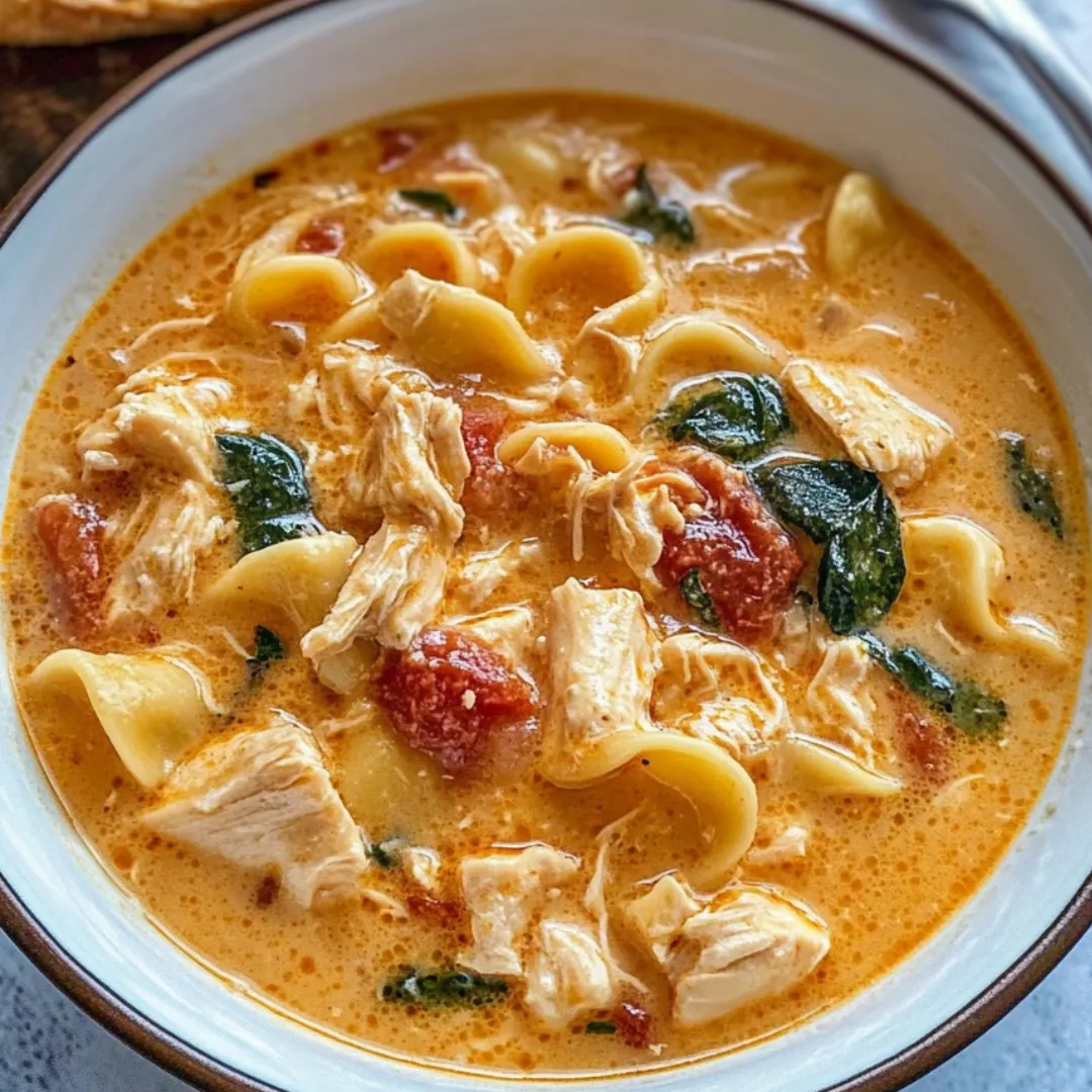 A bowl of soup with chicken and vegetables.