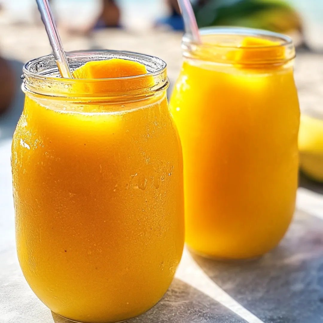 Two glasses of orange juice on a table.