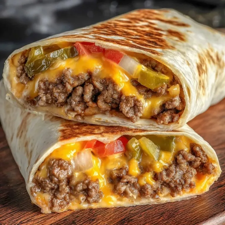 A burrito with meat and cheese.