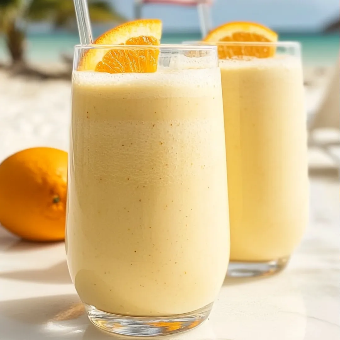 Two glasses of orange juice with oranges in them.