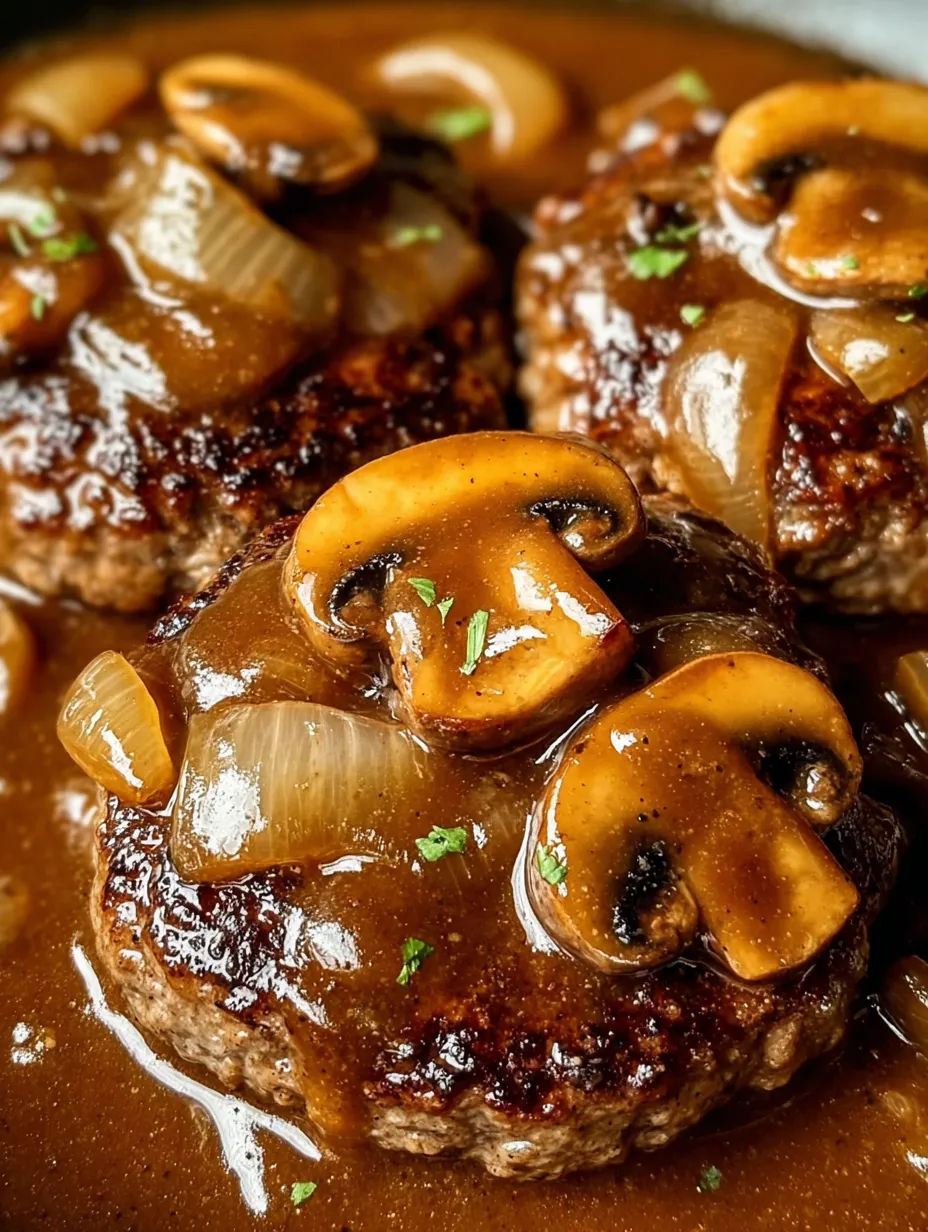 Mushrooms on a meat patty.