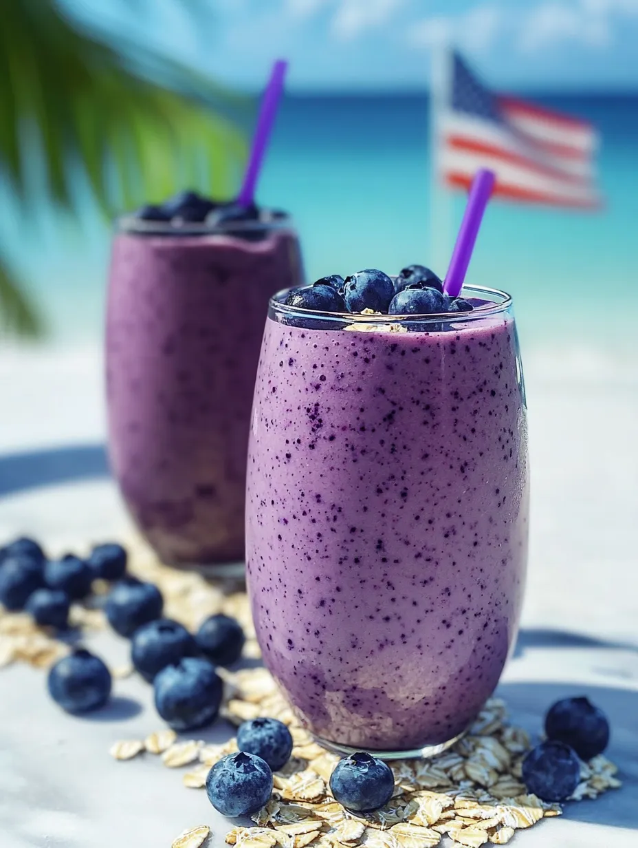 Two glasses of blueberry smoothie.