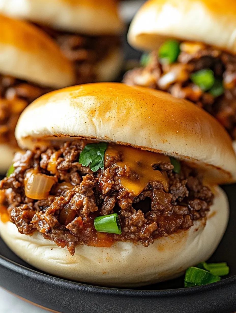 A plate of hamburgers with onions and cheese.