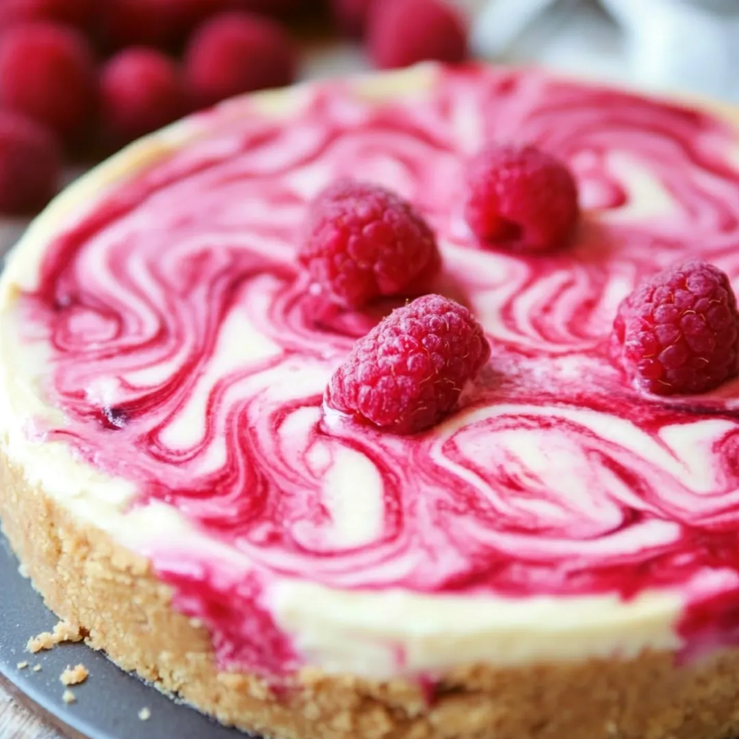 A slice of cake with raspberries on top.