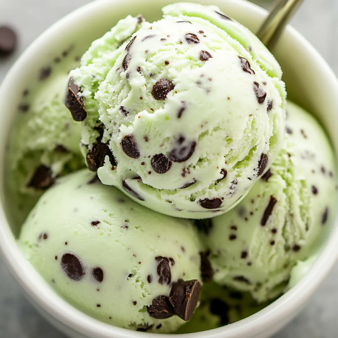 A bowl of ice cream with chocolate chips.