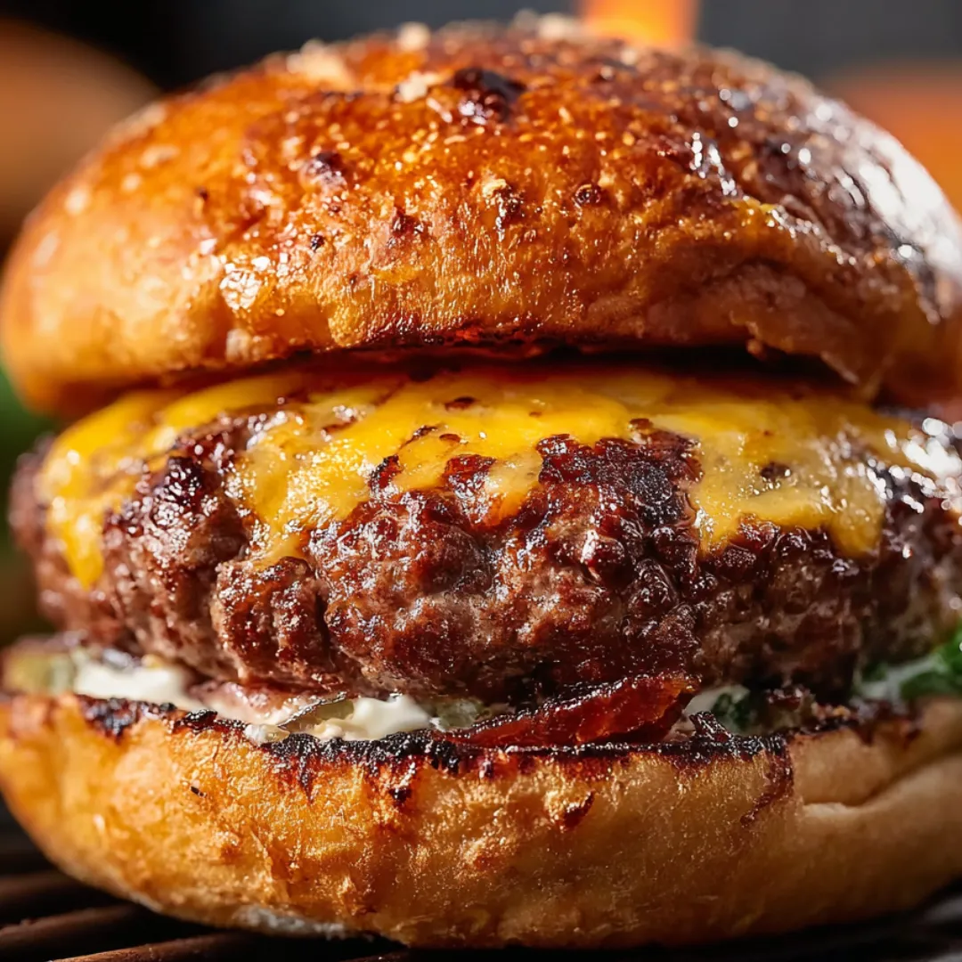 A burger with cheese and bacon on top.