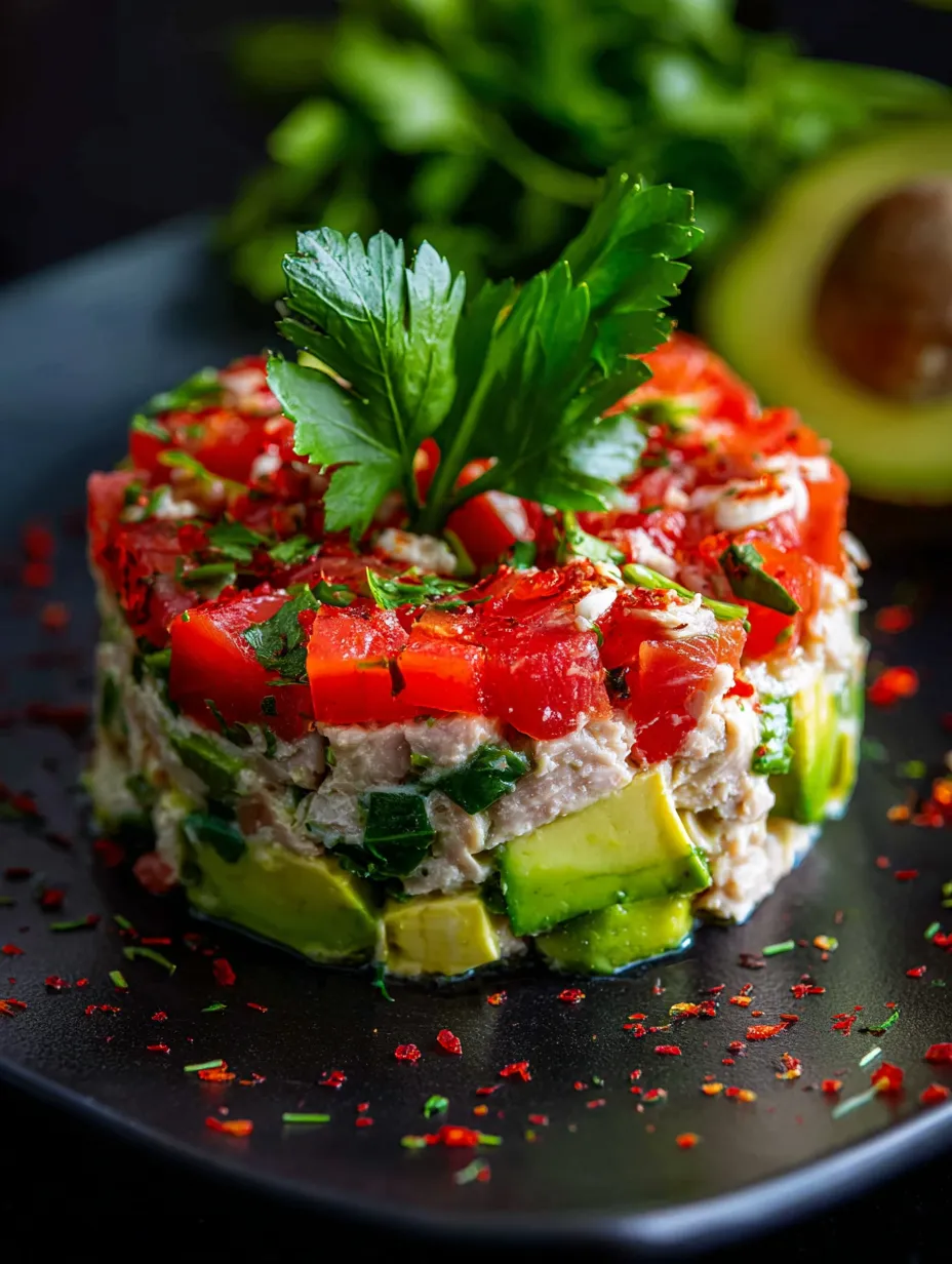 A plate of food with tomatoes, avocado, and cilantro.