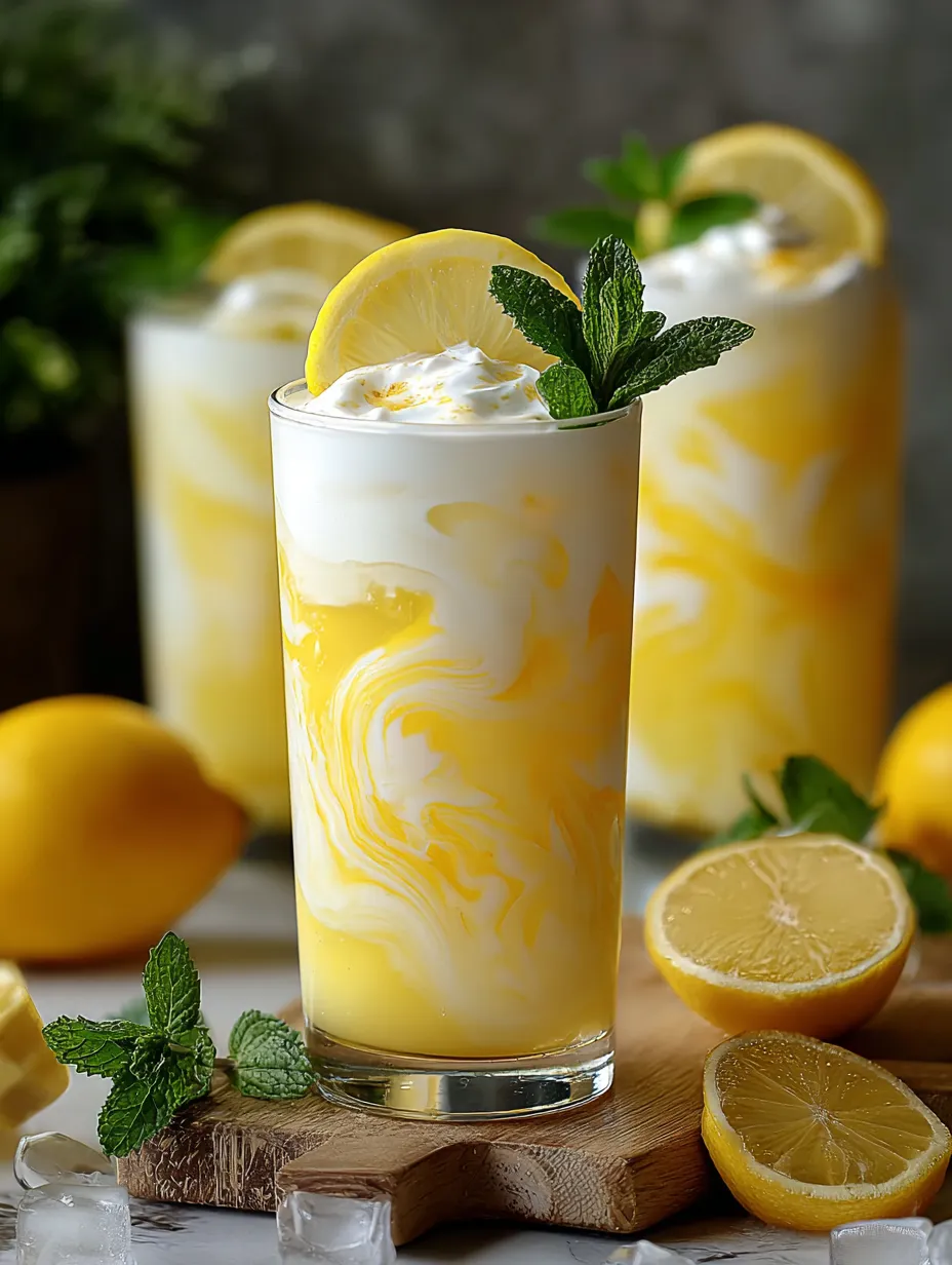 A glass of lemonade with a lemon wedge in it.