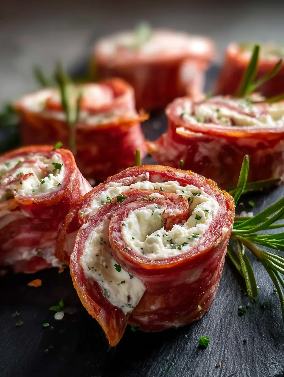 Bacon wrapped meat with cheese and herbs.