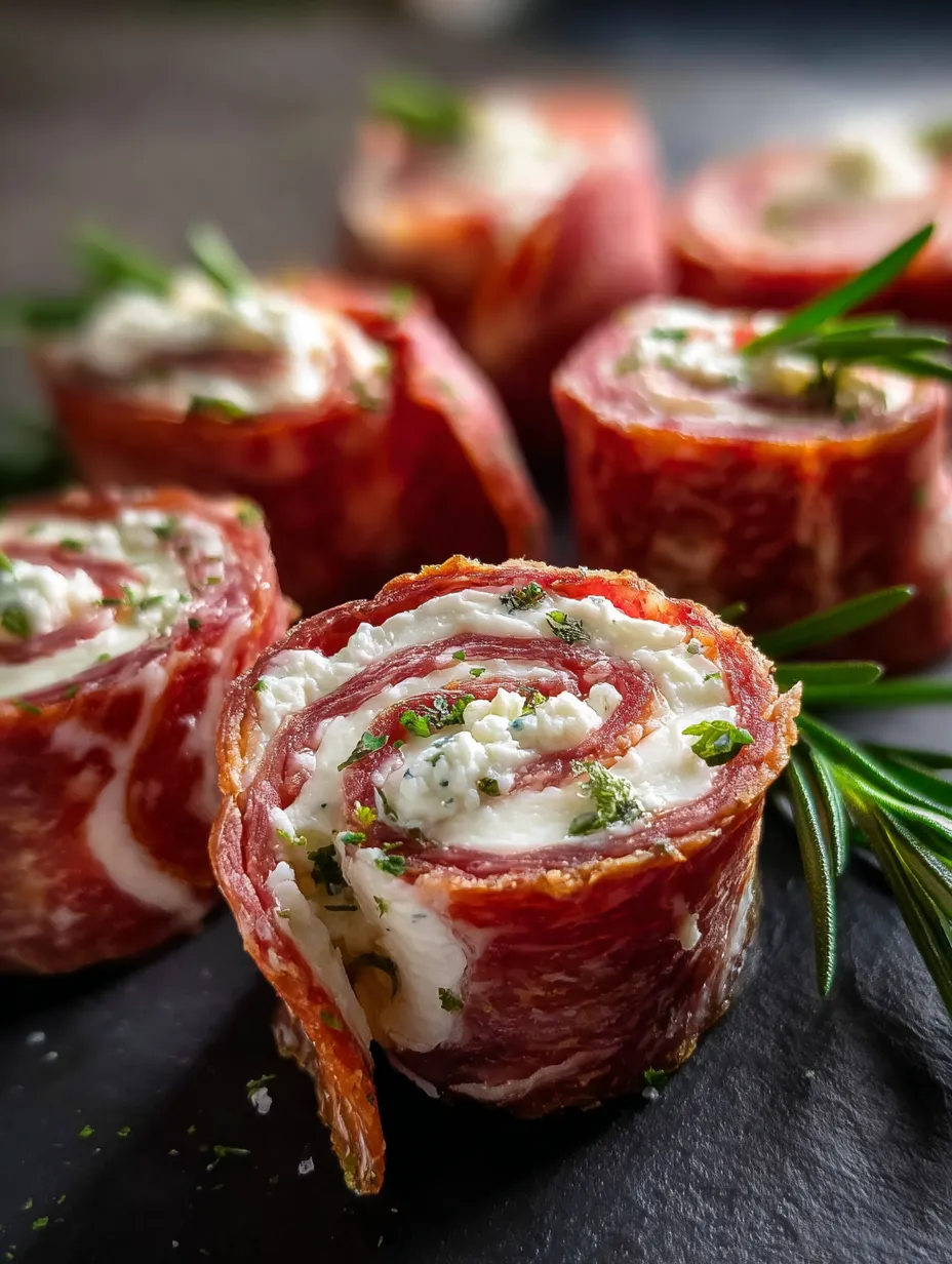 A plate of meat rolls with cheese.