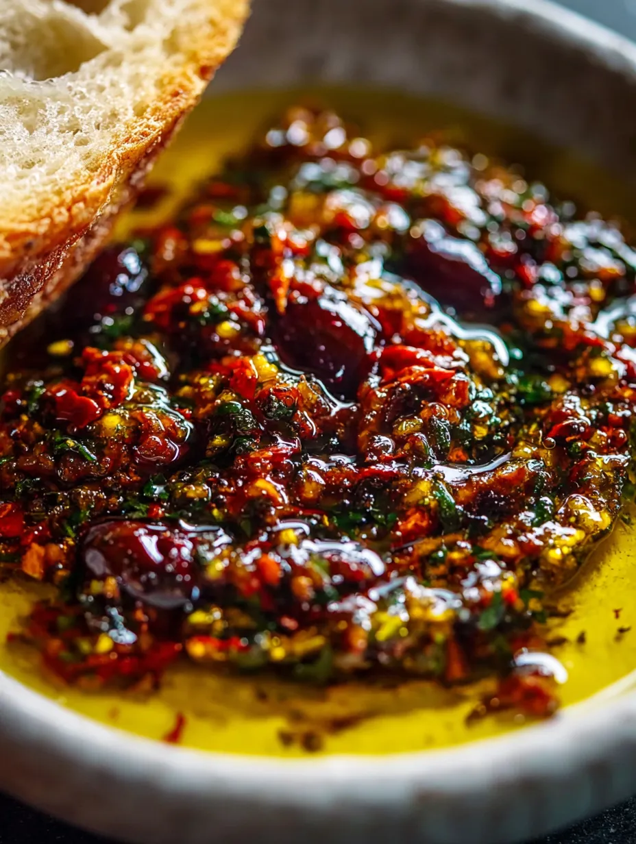 A bowl of food with a piece of bread.