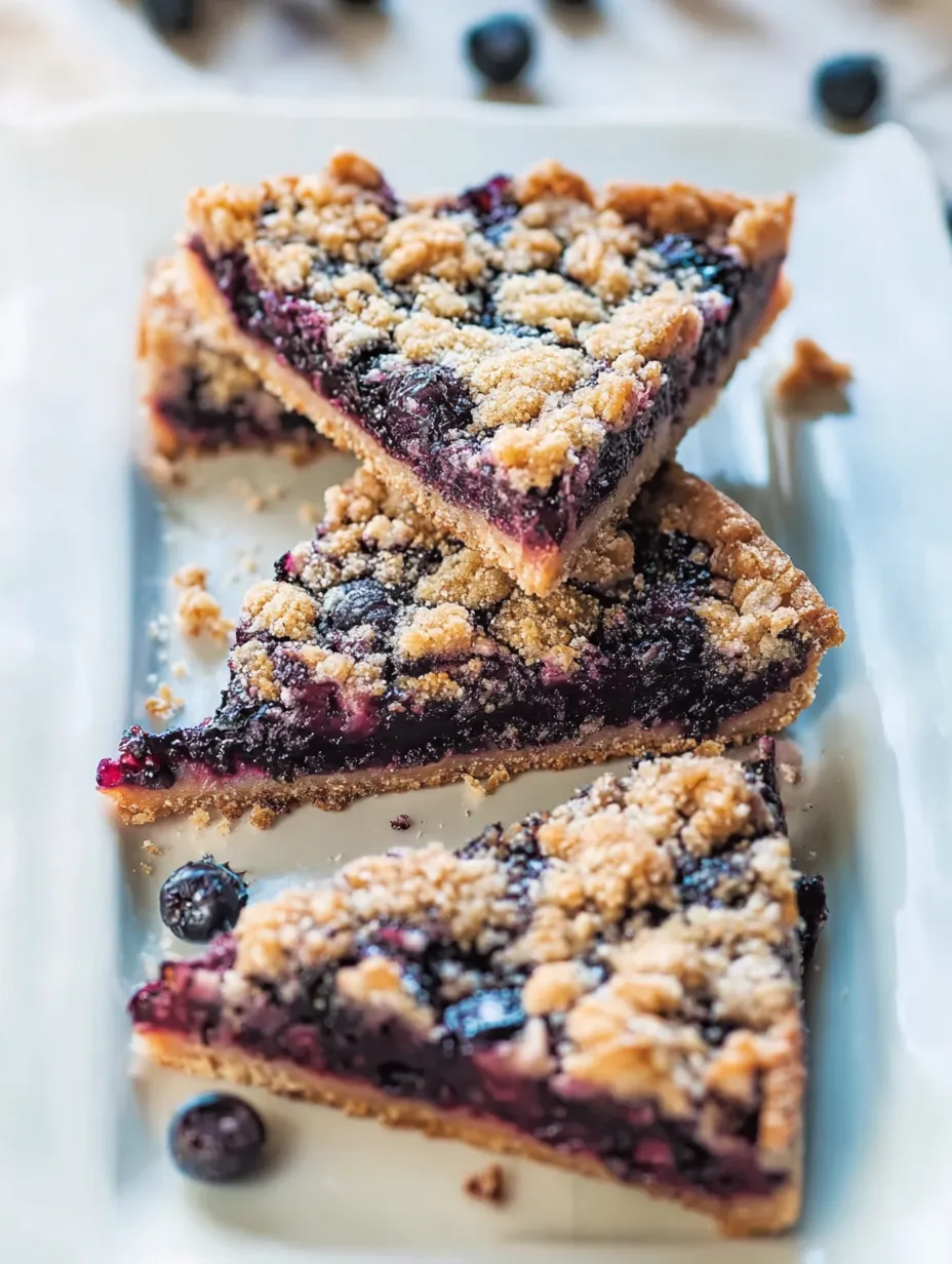 A slice of blueberry pie on a plate.