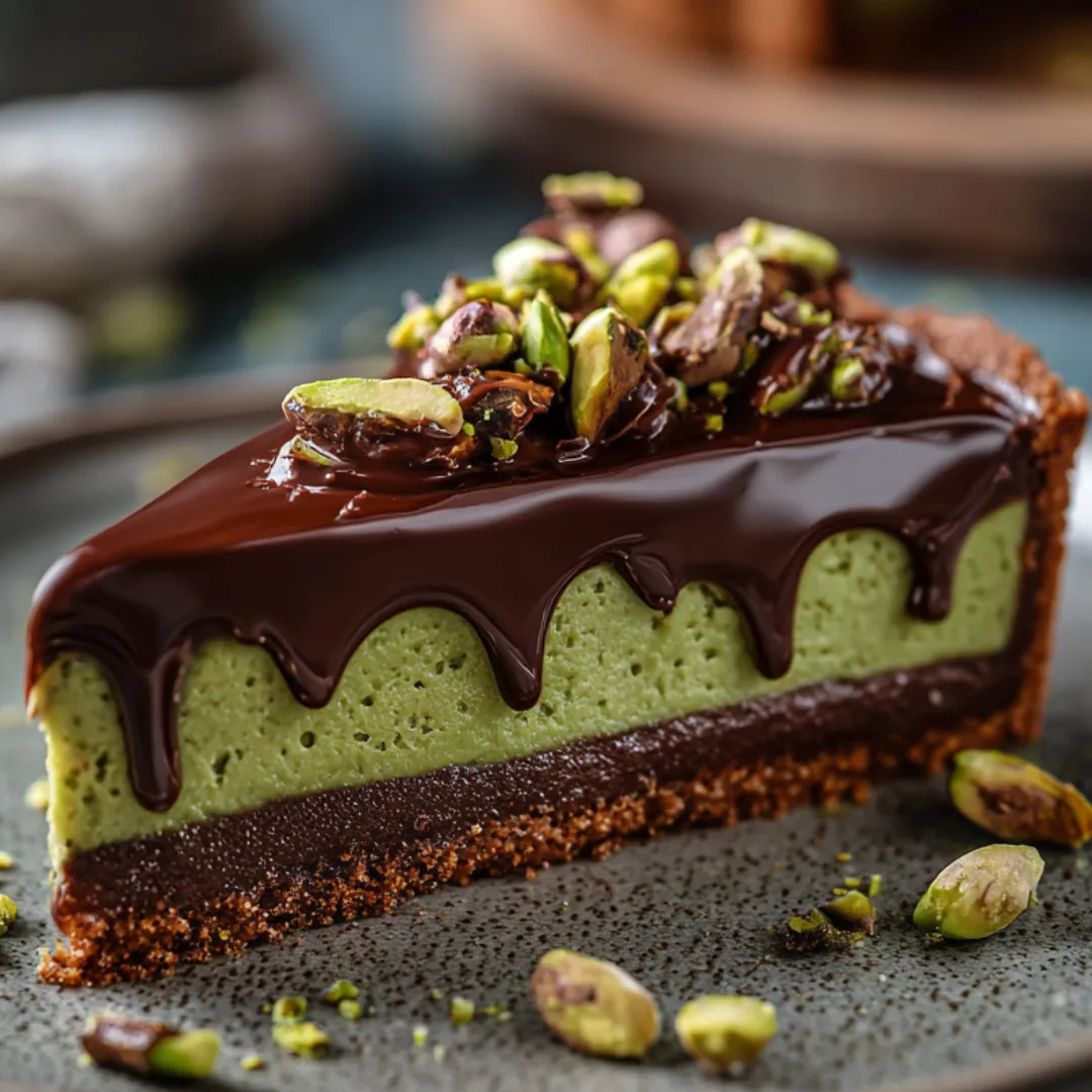 A slice of chocolate cake with almonds on top.