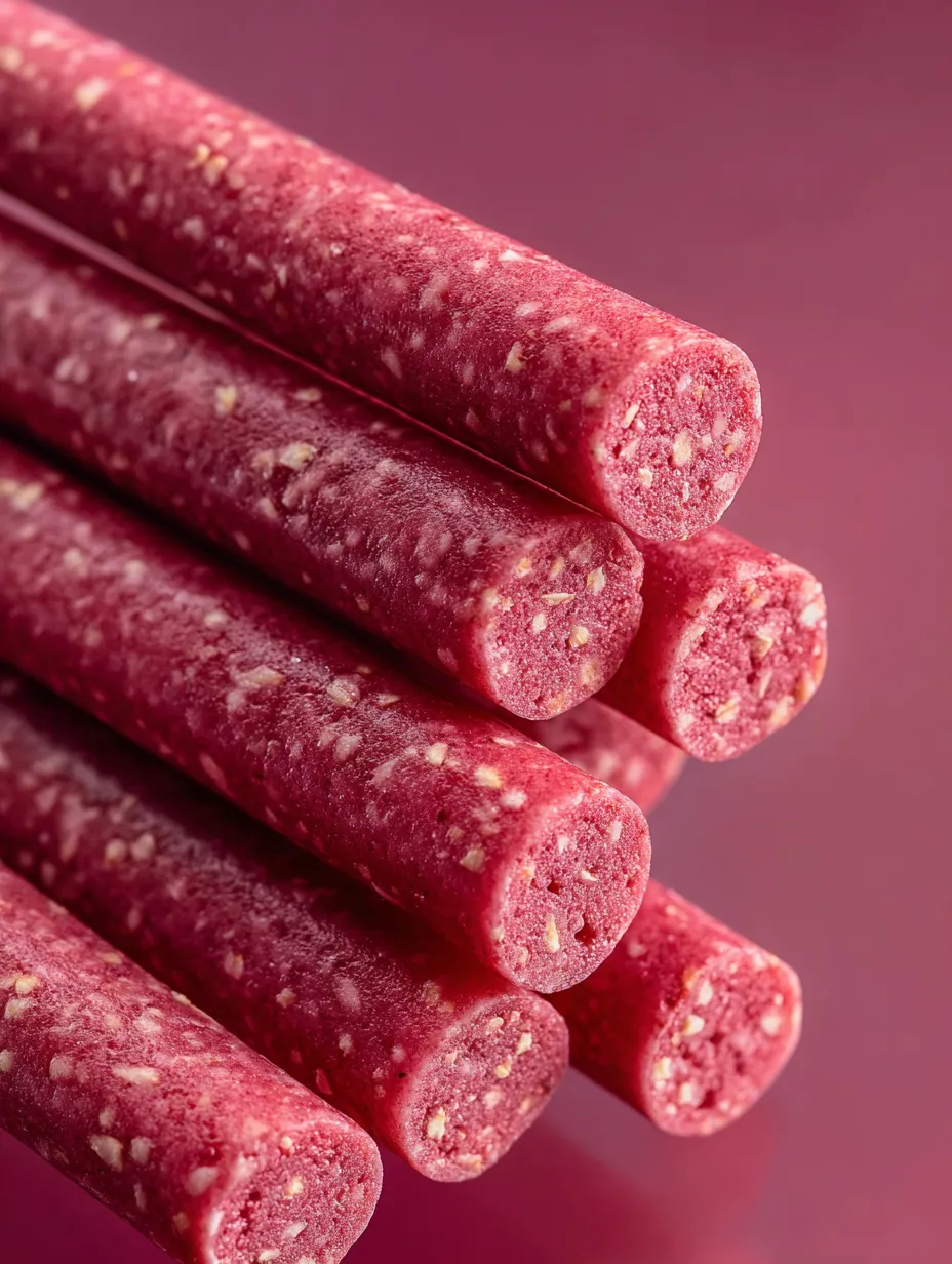A stack of red sausages.