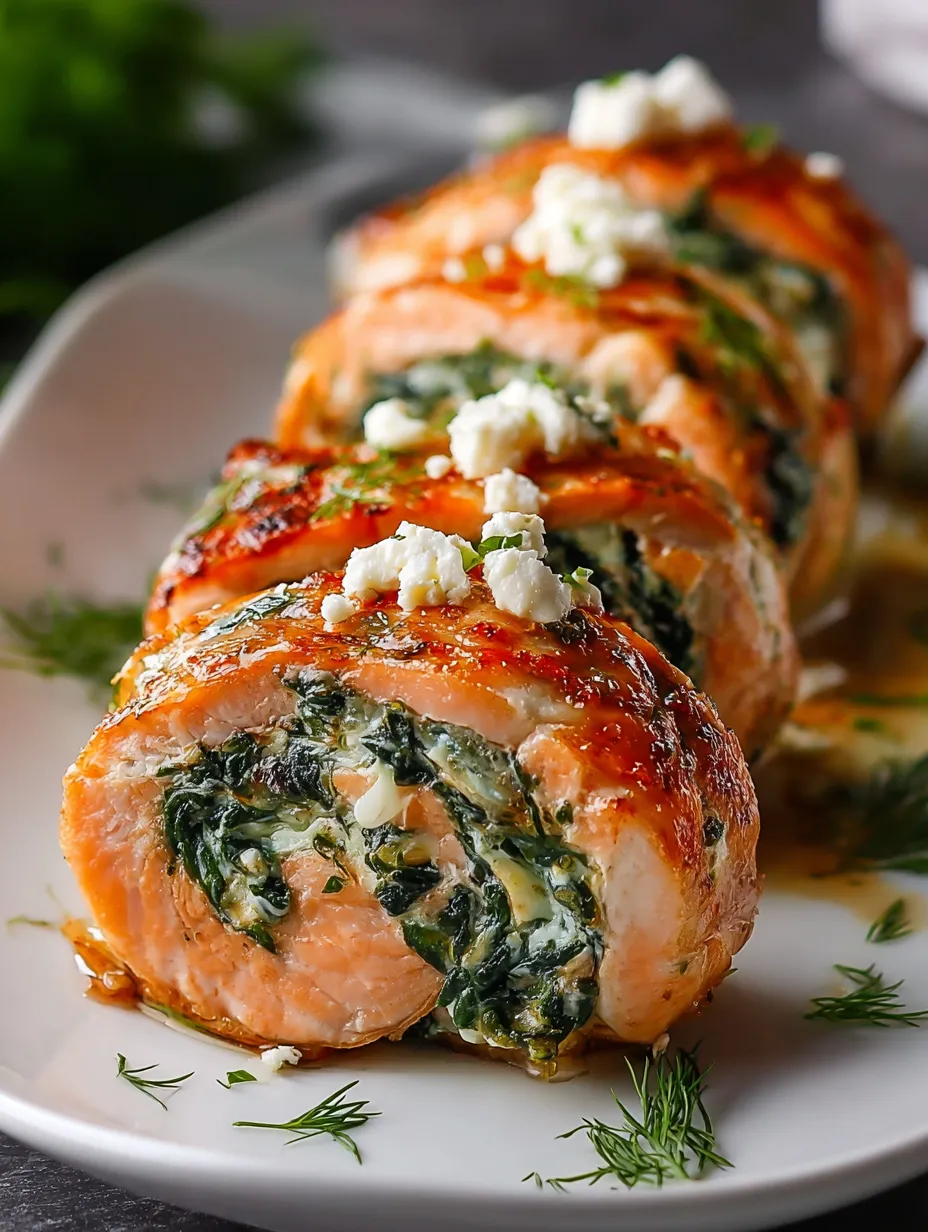 A plate of cooked salmon with feta cheese.