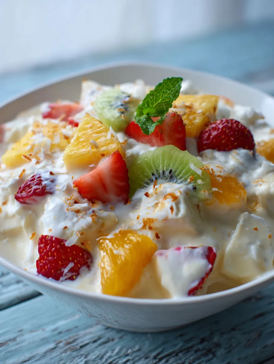 A bowl of fruit with strawberries, kiwi, and pineapple.