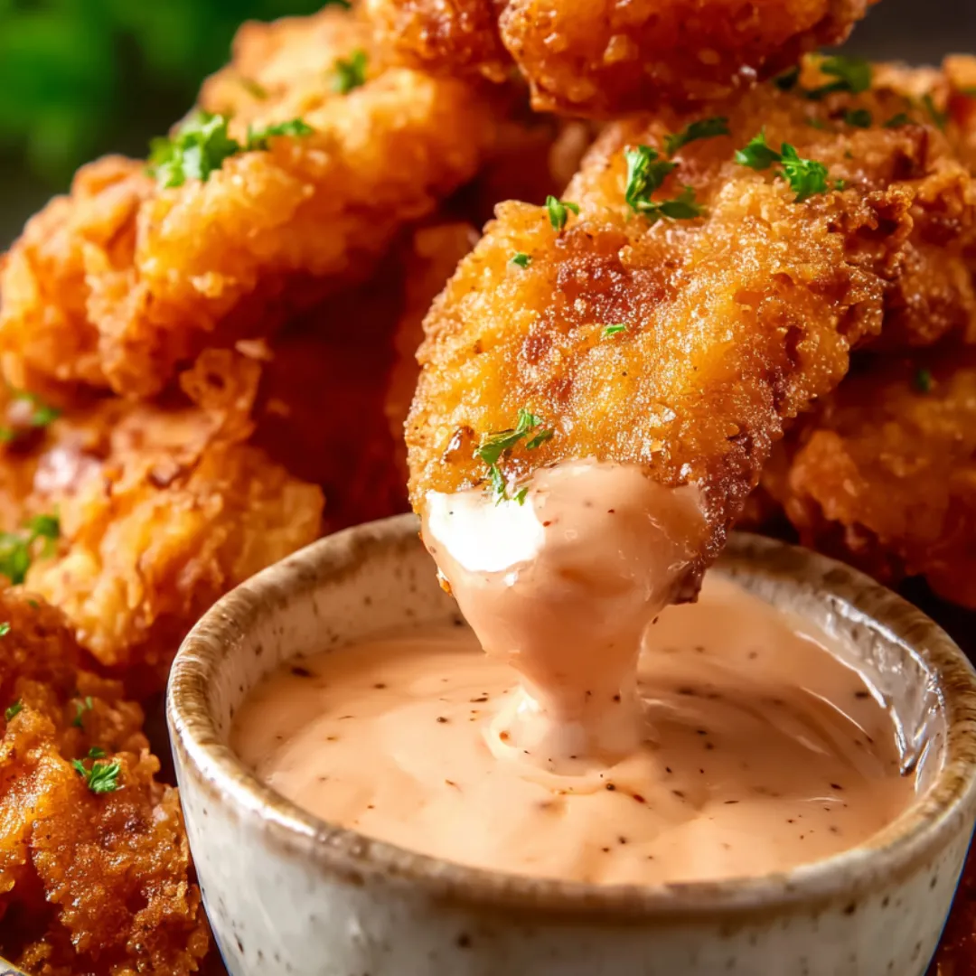 A bowl of dipping sauce with a spoon in it.