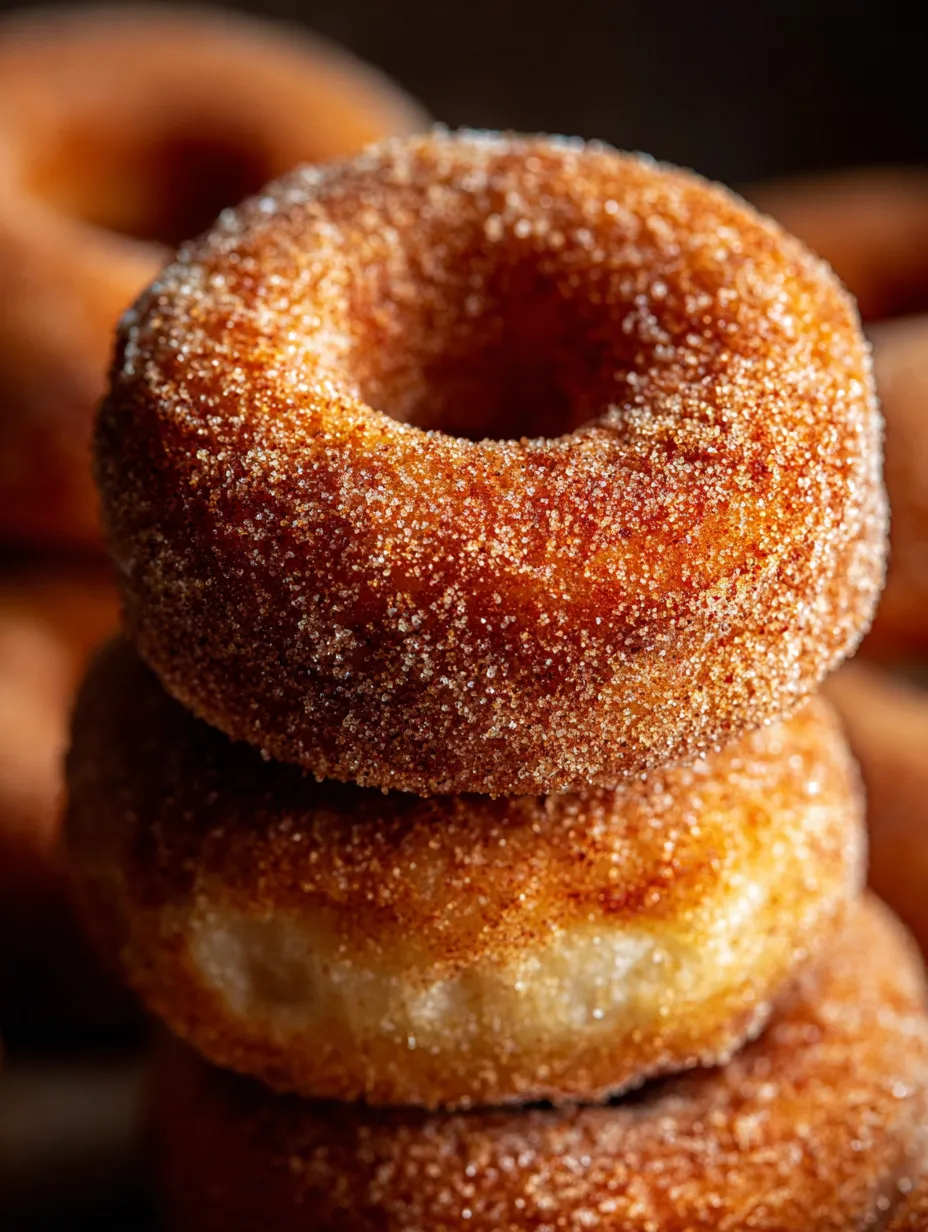 A stack of sugar donuts.