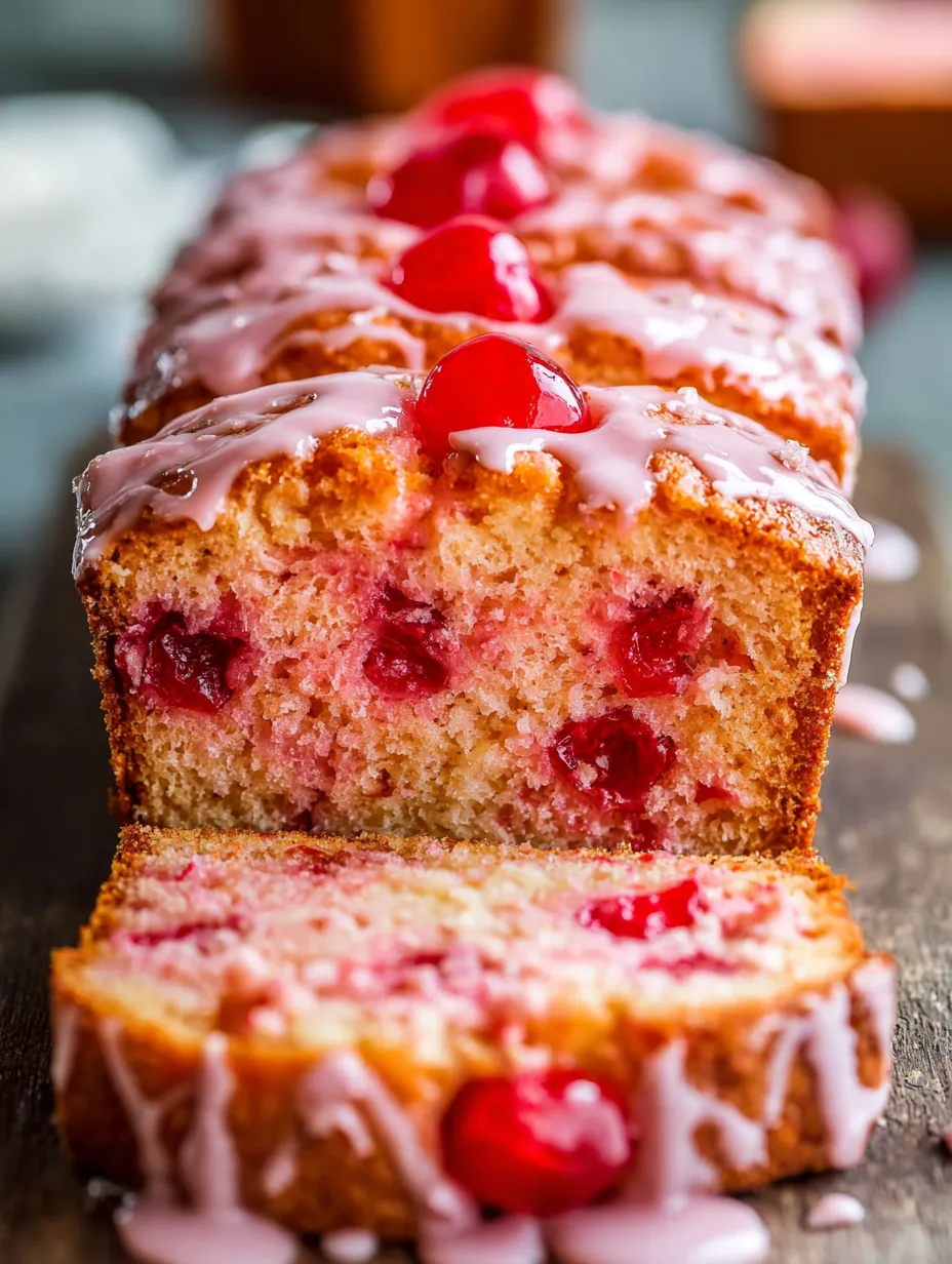 A slice of cake with white icing and cherries.
