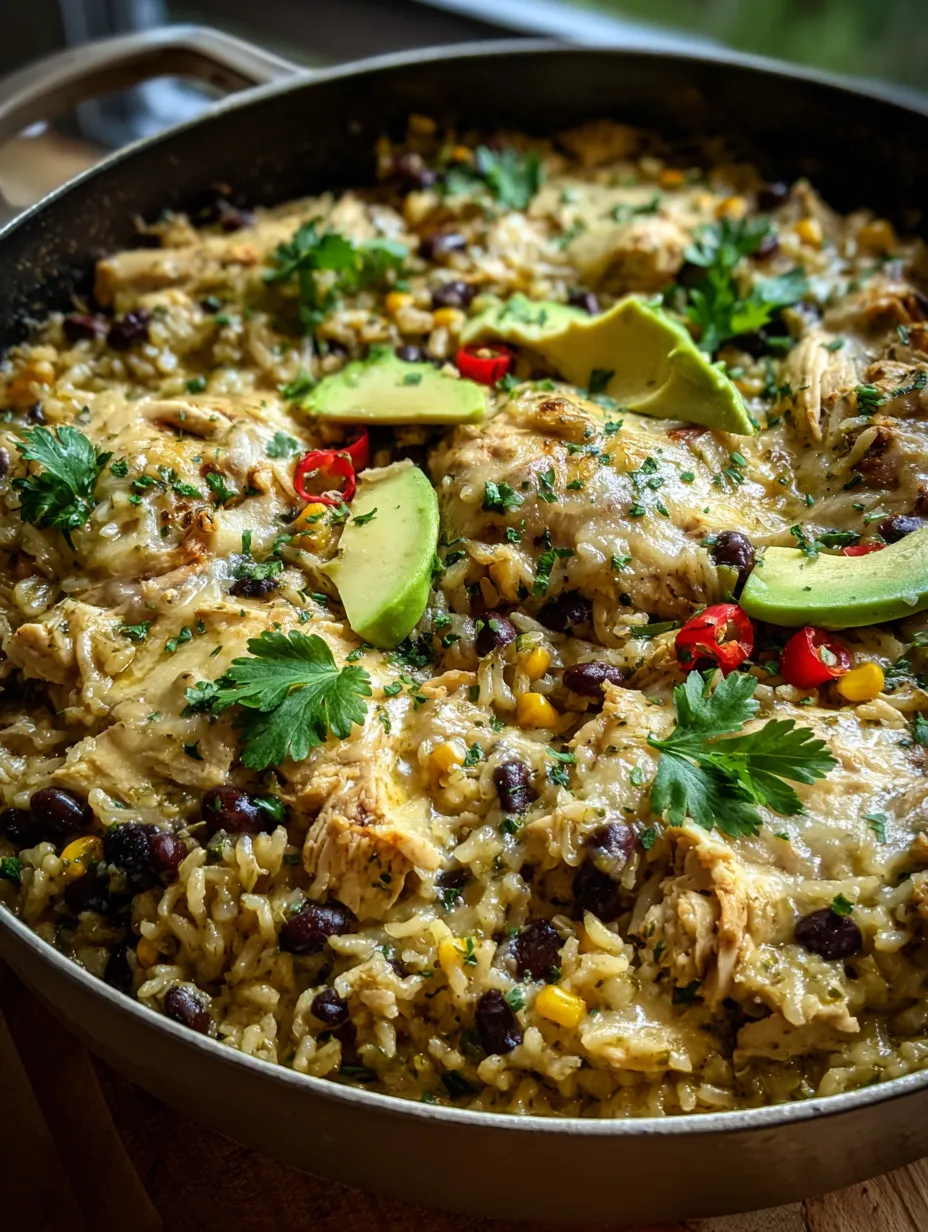 A bowl of rice with chicken and vegetables.
