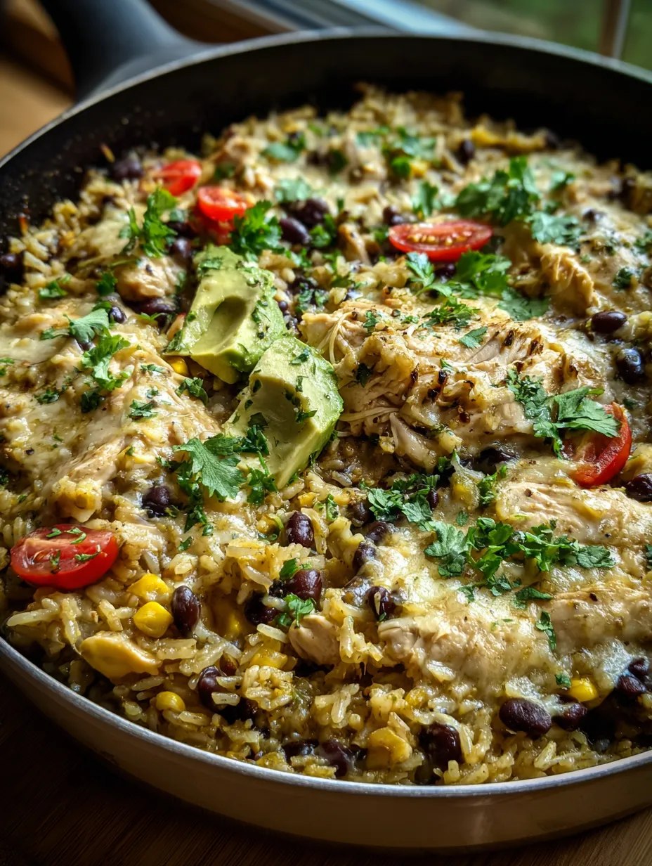 A pan of food with rice, tomatoes, and chicken.