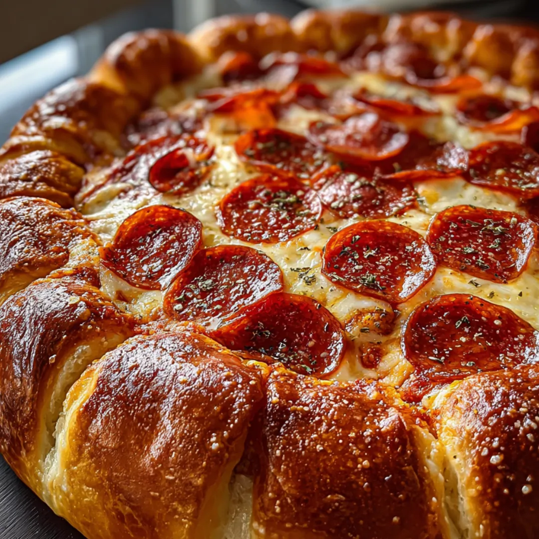 A pepperoni pizza in a pan.